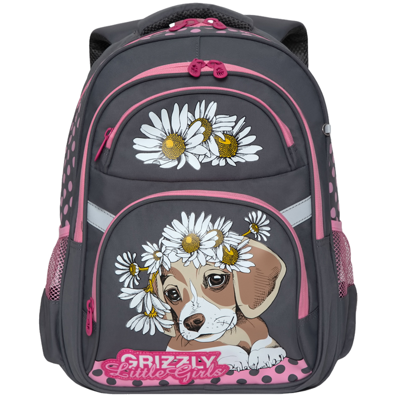 Рюкзак Grizzly, 29*31*17см, 2 отделения, 4 кармана, анатомическая спинка, серый