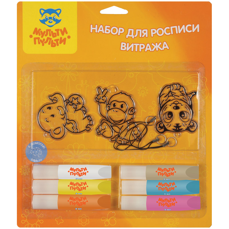 Набор для росписи витража Мульти-Пульти "Животные", блистер