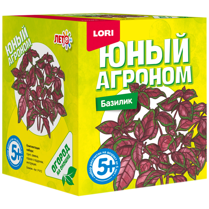 Набор для выращивания растений Lori "Юный агроном. Базилик", от 5-ти лет