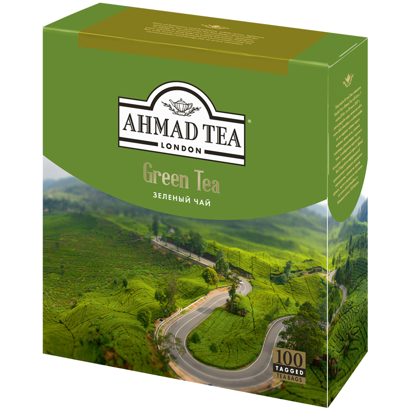 Чай Ahmad Tea "Green Tea", зеленый, 100 пакетиков по 2г
