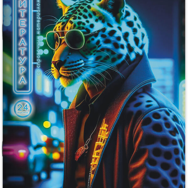 Тетрадь предметная 24 л линия Lamark, серия Fantastic Animals/Фантастические Животные - Литература, выборочный уф-лак+лак-песок
