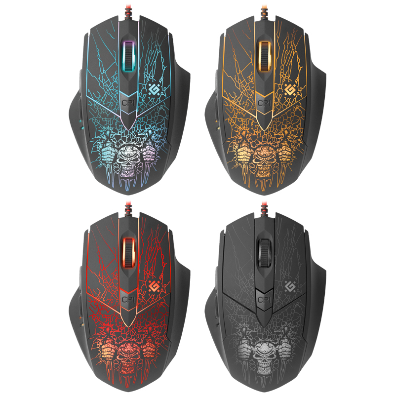 Мышь игровая Defender Doom Fighter GM-260L, USB, 800-3200dpi, с подствет., черн., 5btn+Roll, коврик