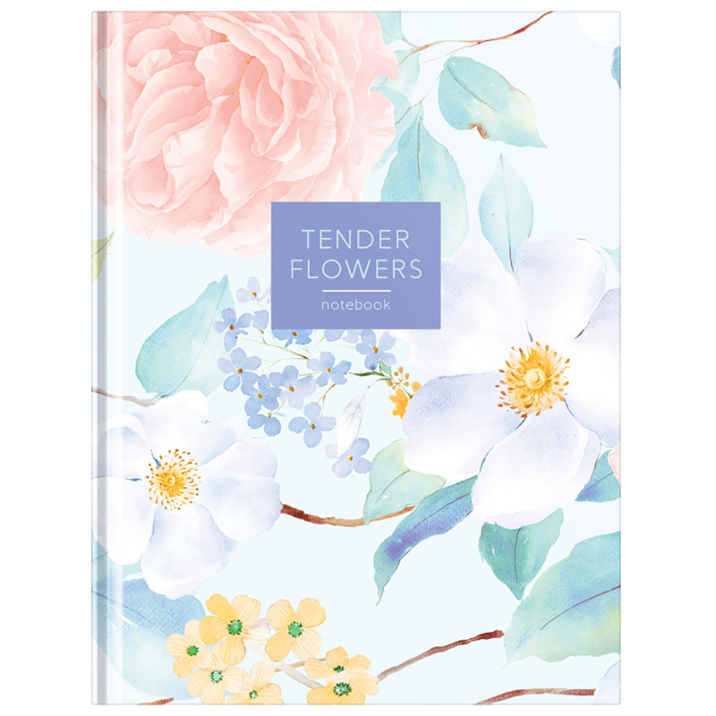 Бизнес-блокнот А6, 80л., OfficeSpace "Цветы. Tender flowers", матовая ламинация