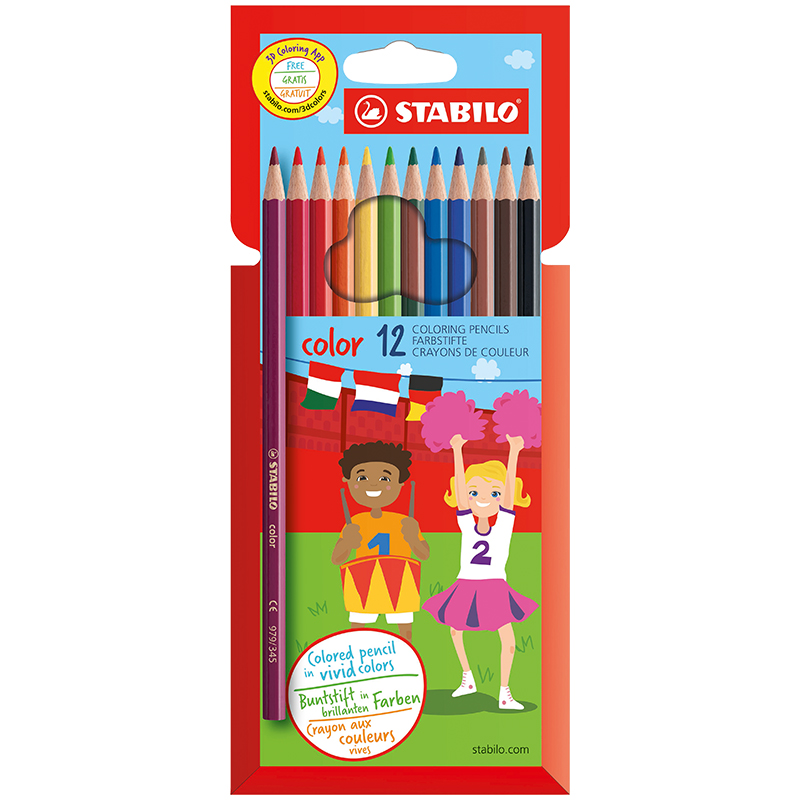 Карандаши цветные Stabilo "Color", 12цв., заточен., картон, европодвес