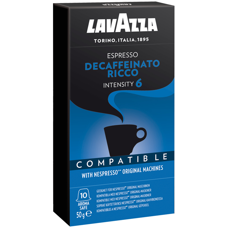 Кофе в капсулах  Lavazza "Espresso Decaffeinato ricco", без кофеина, капсула 5г, 10 капсул, для машины Nespresso