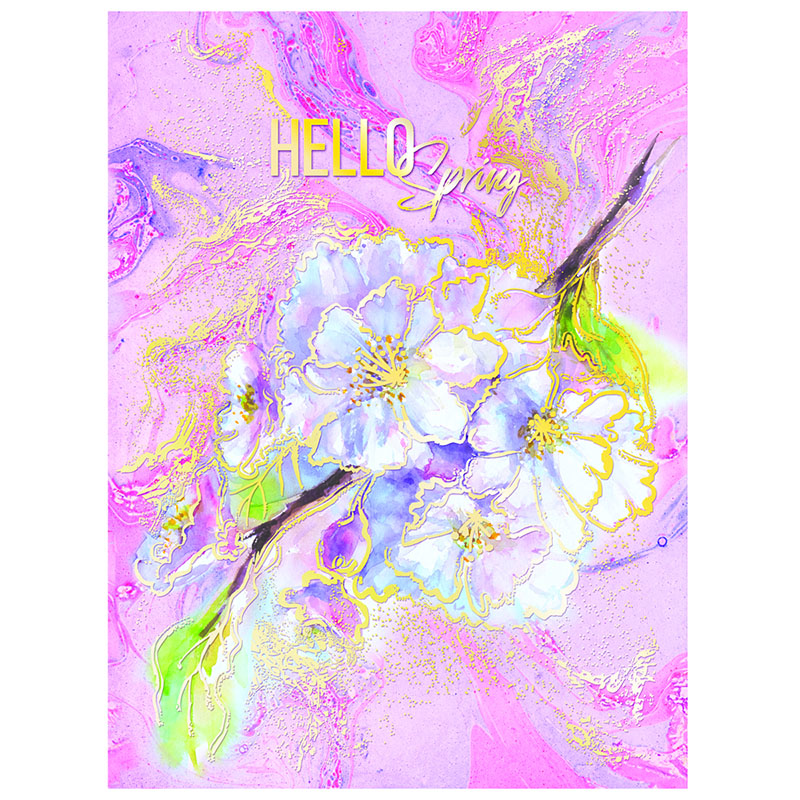 Тетрадь на кольцах А5, 160л., BG "Hello spring", матовая ламинация, тиснение голографической фольгой