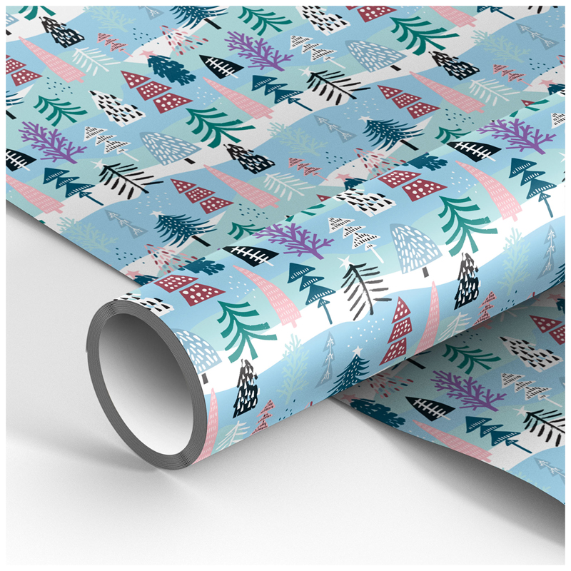 Упаковочная бумага глянц. 70*100см, MESHU "Christmas trees", 90г/м2