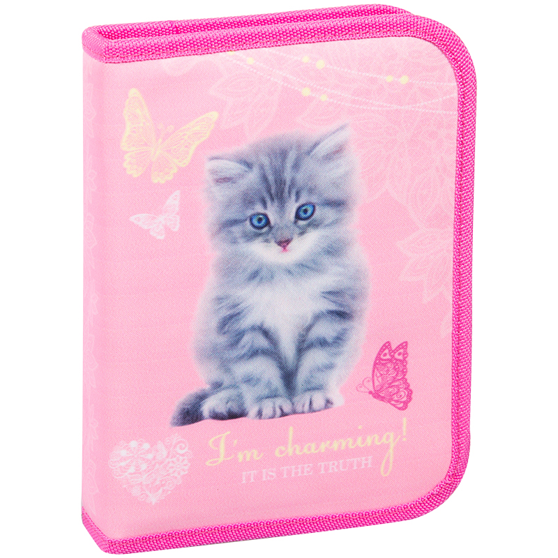 Пенал 1 отделение, 200*140*40 Berlingo "Kitten", две откидные секции, полиэстер