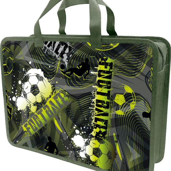 Папка-портфель Lamark  Football/Футбол, А4, 34х24,5х7 см, 1 отделение, на молнии, с ручками, печать по пластику с двух сторон