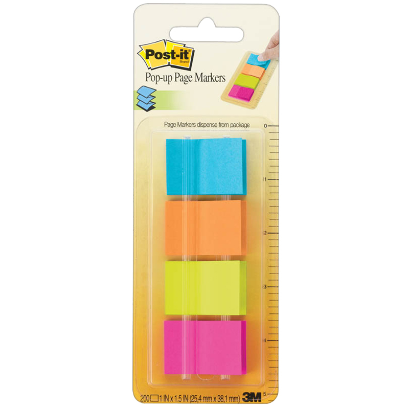 Флажки-закладки Post-it, 25*38мм, 50л*4 неоновых цвета, Z-сложение