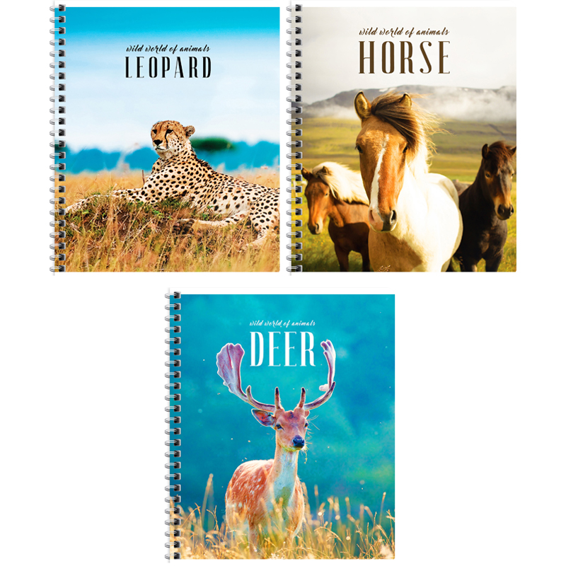 Тетрадь 96л., А5, клетка на гребне ArtSpace "Природа. World of animals", ВД-лак