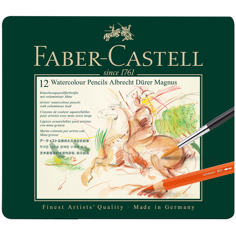 Карандаши акварельные художественные Faber-Castell "Albrecht Dürer Magnus", 12цв., утолщ., заточен., метал. коробка