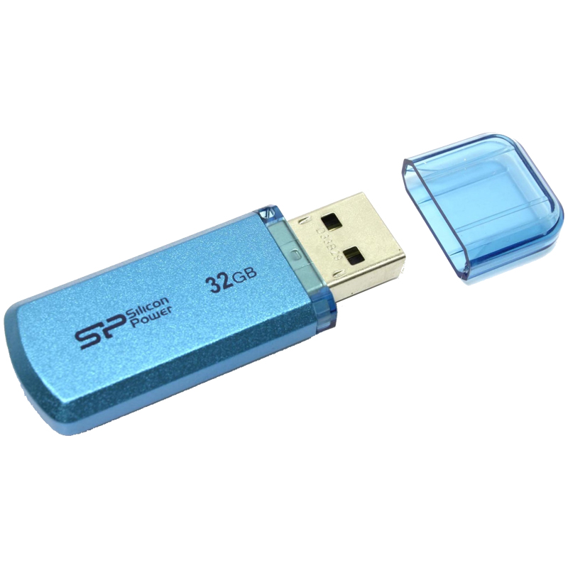 Память SiliconPower "Helios 101"  32GB, USB2.0 Flash Drive, голубой (металл. корпус )