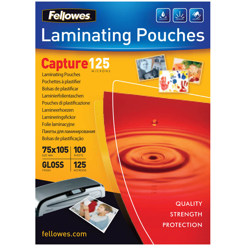 Пленка для ламинирования А7 Fellowes 75*105мм, 125мкм, глянец, 100л.