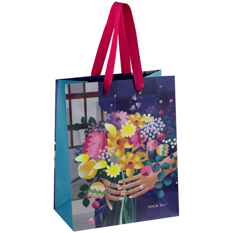Пакет подарочный 18*23*10см MESHU "Bunch of flowers", отд. фольгой, матовая ламинация
