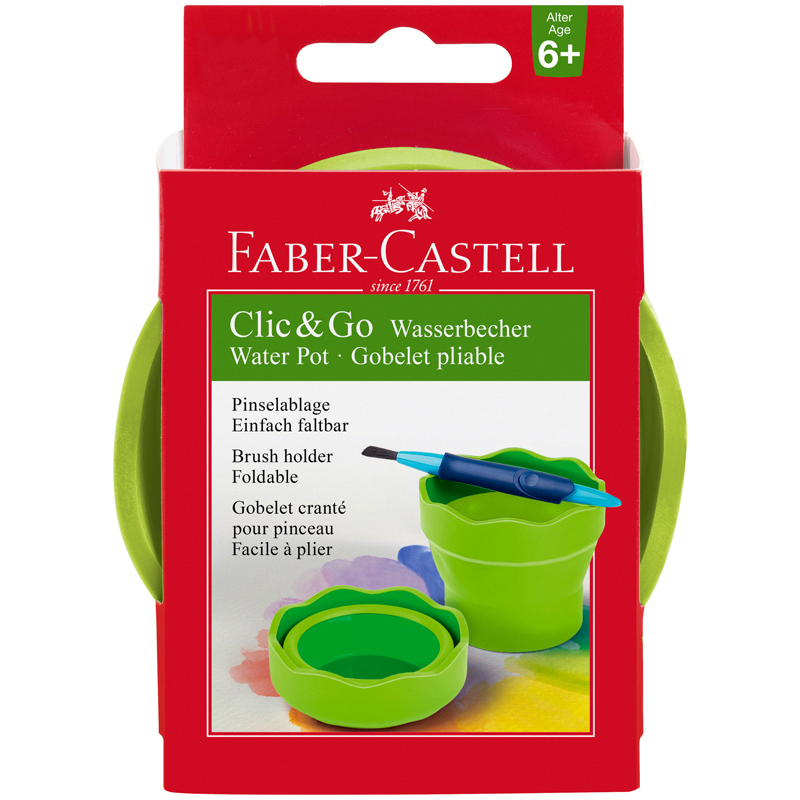 Стакан для воды Faber-Castell "Clic&Go", складной, светло-зеленый