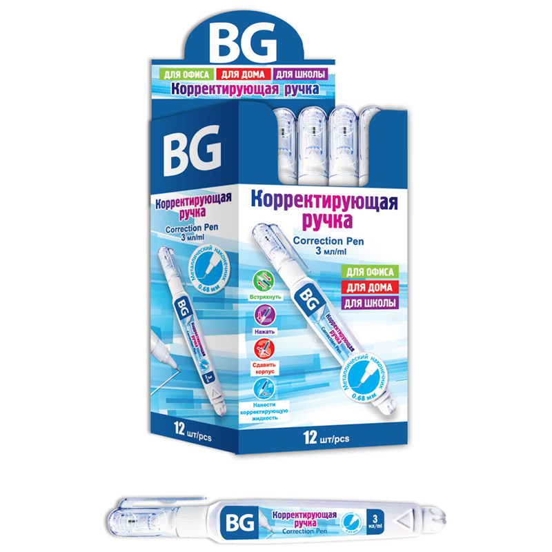 Корректирующий карандаш BG, 03мл, металлический наконечник