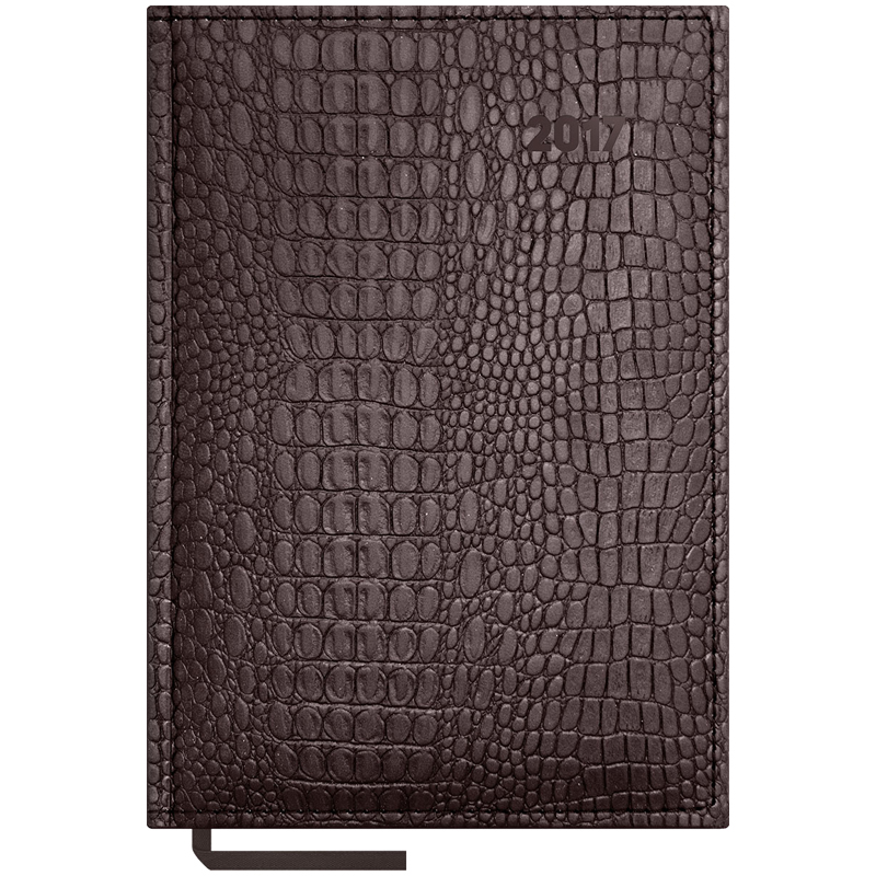 Еженедельник датированный 2017г., А5, 64л., кожзам, "Croco", коричневый