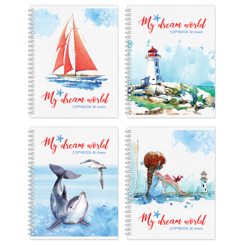 Скетчбук-тетрадь 80л. А5 на гребне BG "Dream world", 100г/м2, тв. обл., мат.ламинация