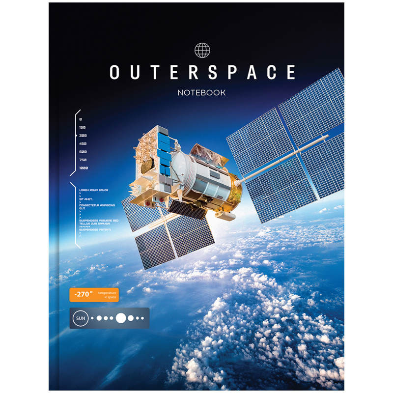 Бизнес-блокнот А4 80л. OfficeSpace "Космос. Outerspace", 5-цветный блок, глянцевая ламинация