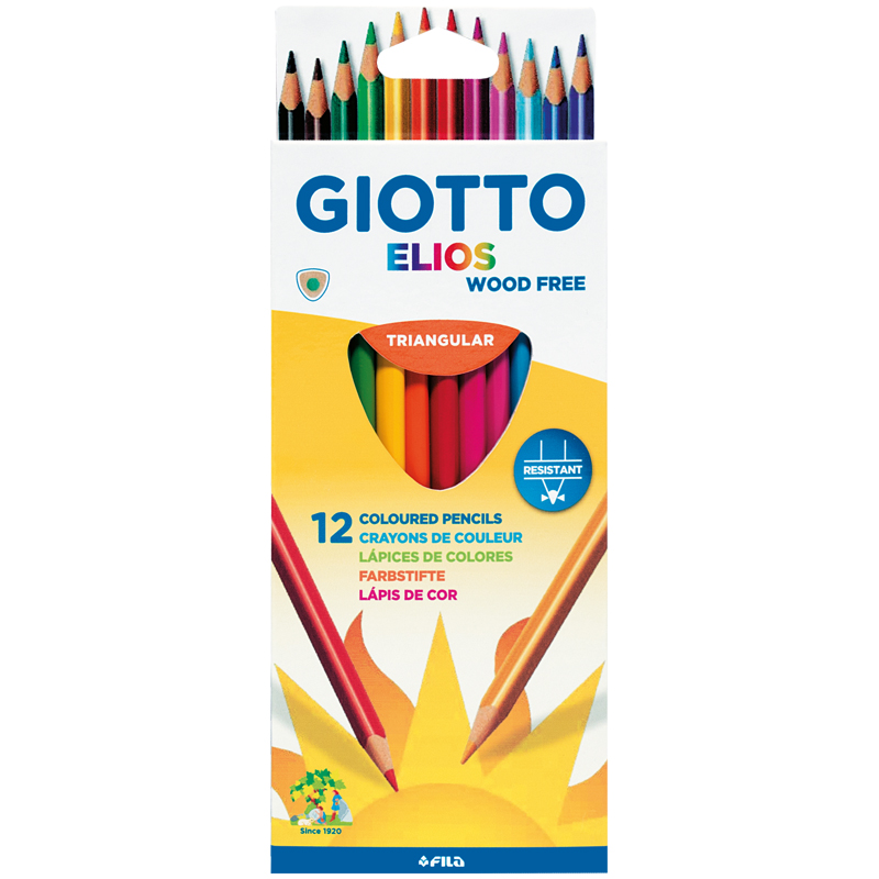 Карандаши цветные пластиковые Giotto "Elios", 12цв., трехгран., заточен., картон, европодвес