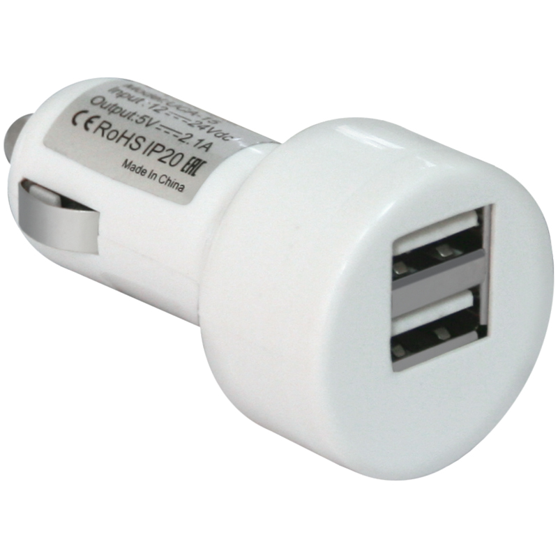 Зарядное устройство автомобильное Defender UCA-15, 2хUSB, 2А output, белый