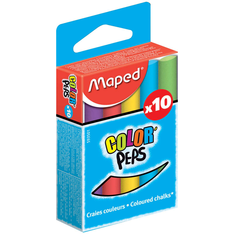 Набор цветного мела Maped "Color'peps", круглый, формула "без грязи", 10цв.