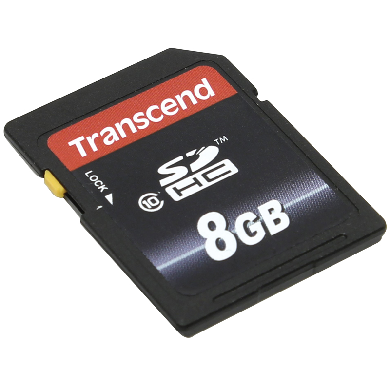 Карта памяти Transcend SDHC  8Gb, Сlass 10, скорость чтения 20Мб/сек