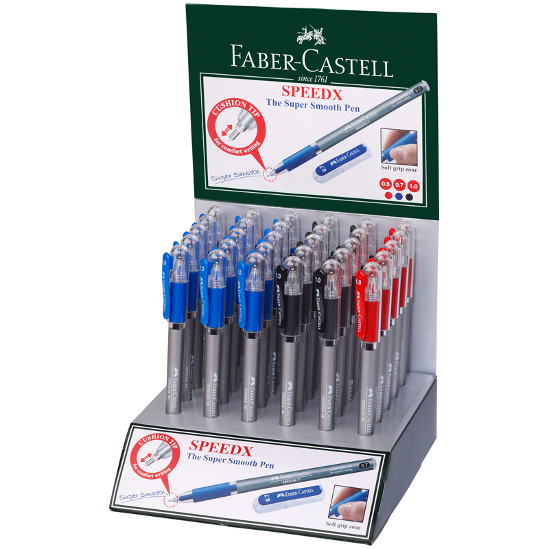 Ручка шариковая Faber-Castell "Speedx" ассорти, грип, дисплей