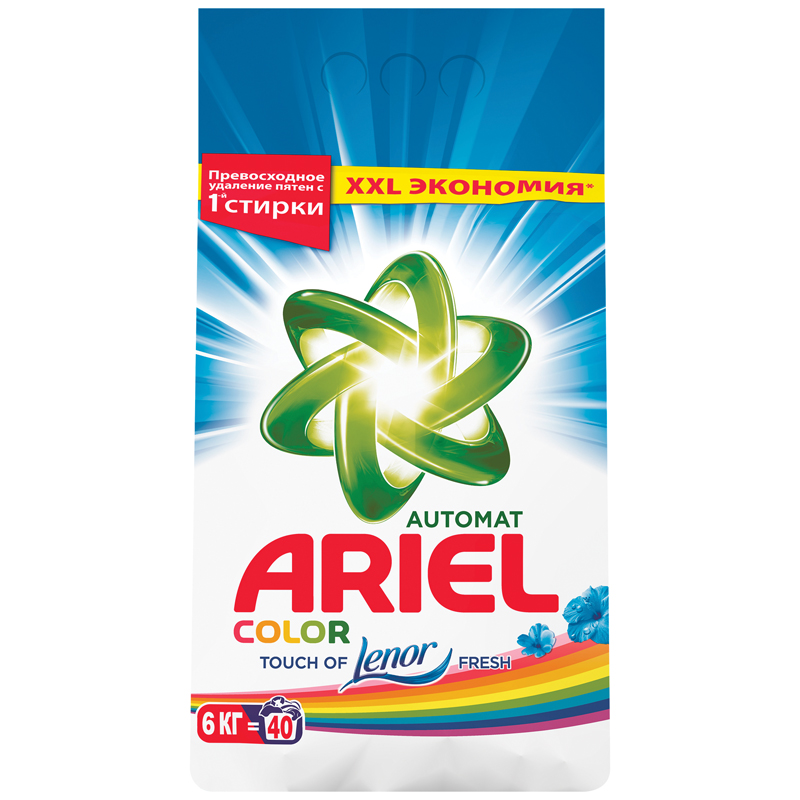 Порошок для машинной стирки Ariel "Color "Lenor Эффект", 6кг