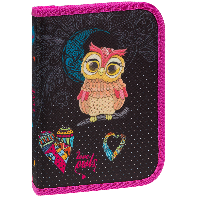 Пенал 1 отделение, 200*140*40 Berlingo "Owl", с наполнением, полиэстер