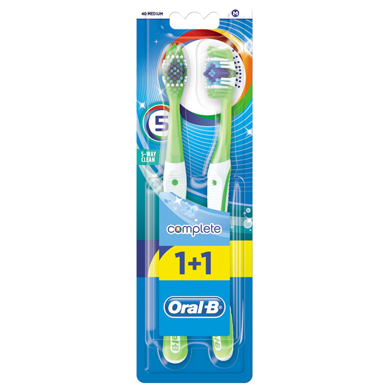 Зубная щетка Oral-B "Комплекс Пятисторонняя чистка", средняя жесткость, 1шт+1шт бесплатно