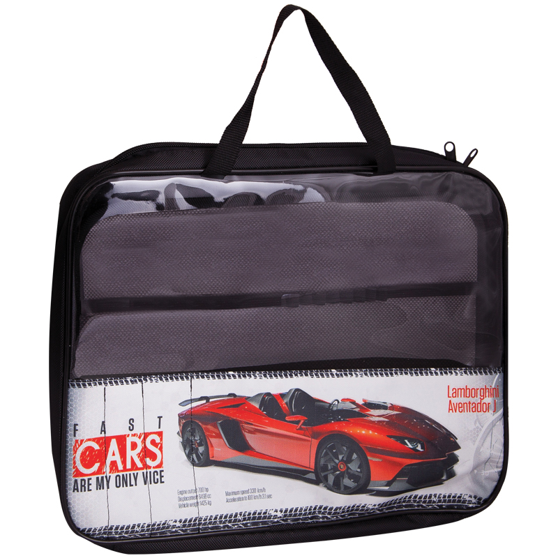 Папка с ручками А4 ArtSpace "Авто. Supercar", молния вокруг, печать на пластике, 50мм