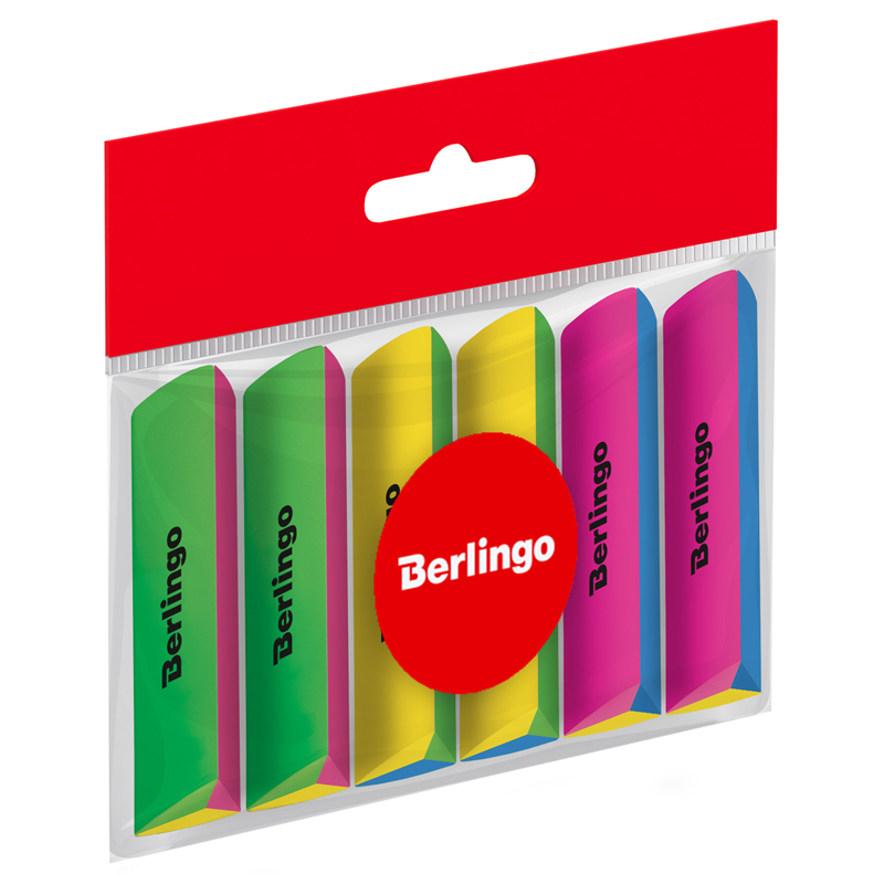 Ластик Berlingo "Supertwist", 6шт., термопластичная резина, 80*15*15мм, пакет с европодвесом