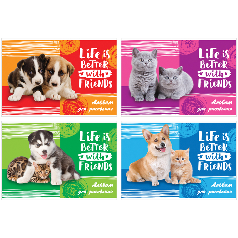 Альбом для рисования 32л., А4, на гребне BG "Sweet pets"