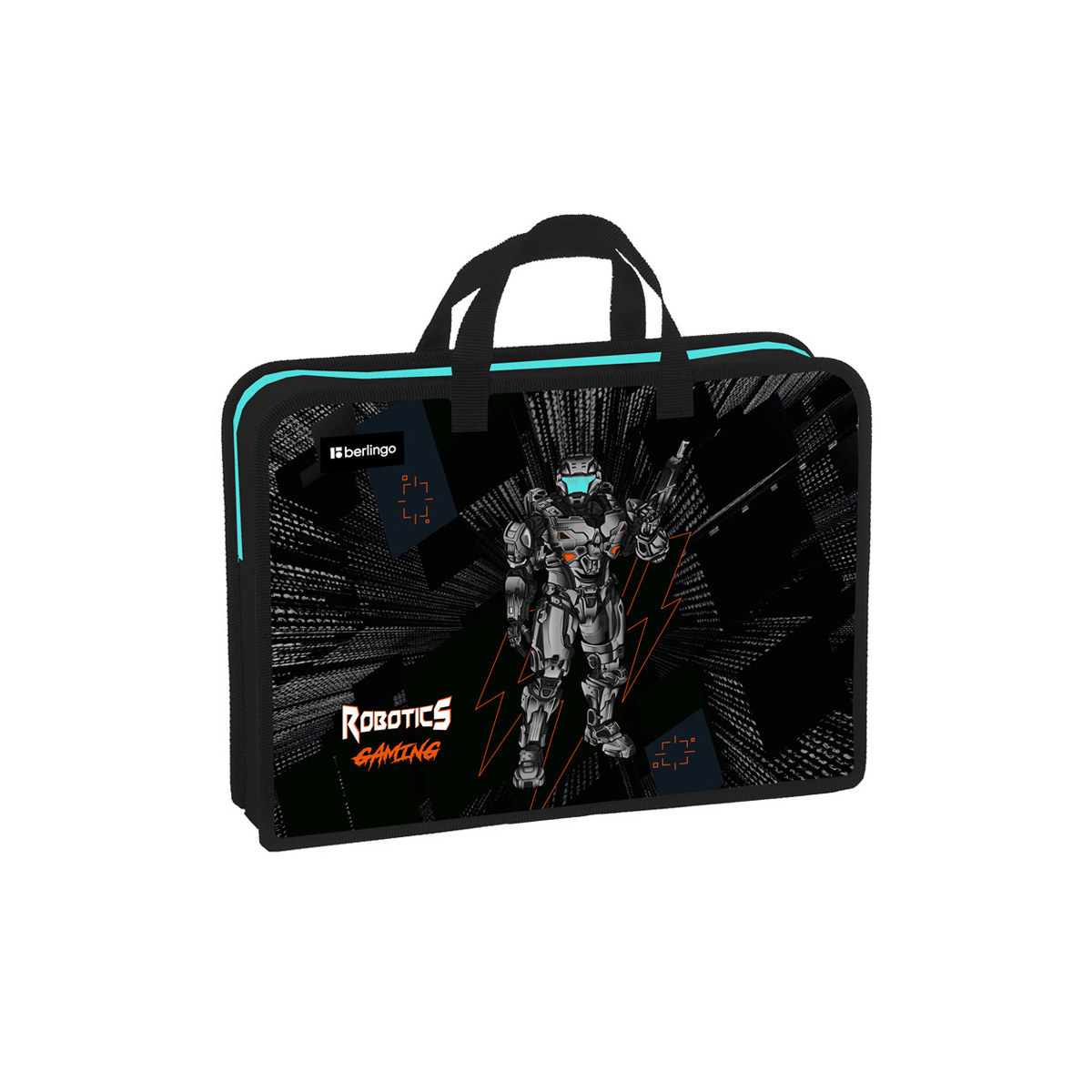 Папка с ручками 1 отделение, А4 Berlingo "Robotics gaming", 340*245*75мм, пластик, на молнии