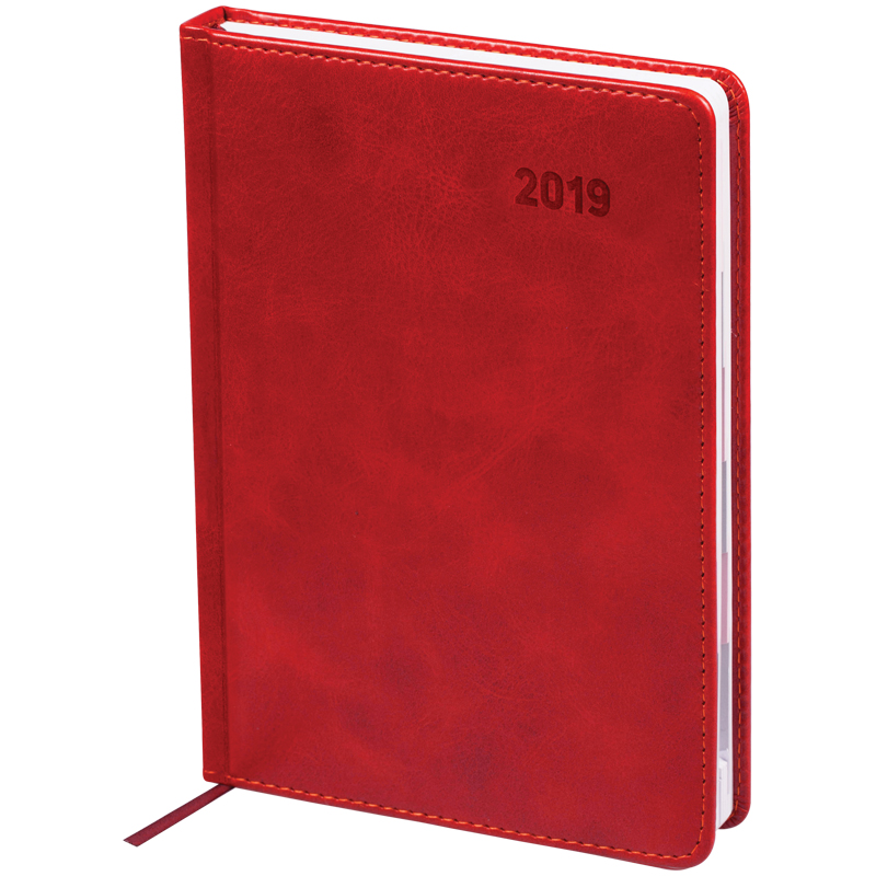 Ежедневник датированный 2019г., A5, 176л., кожзам, OfficeSpace "Vesper Index", бордовый