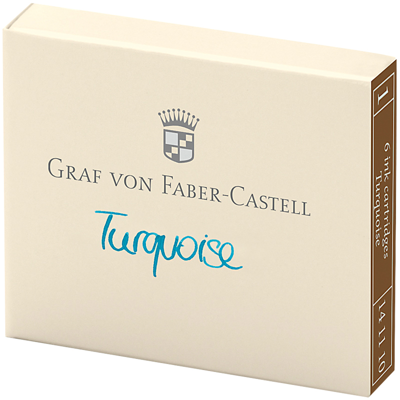 Картриджи чернильные Graf von Faber-Castell бирюзовые, 6шт., картонная коробка