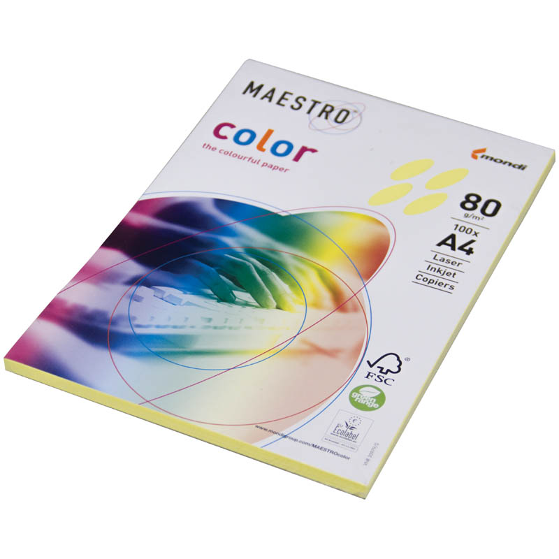 Бумага Maestro "Color trend" А4, 80г/м2, 100л. (лимонно-жёлтый)