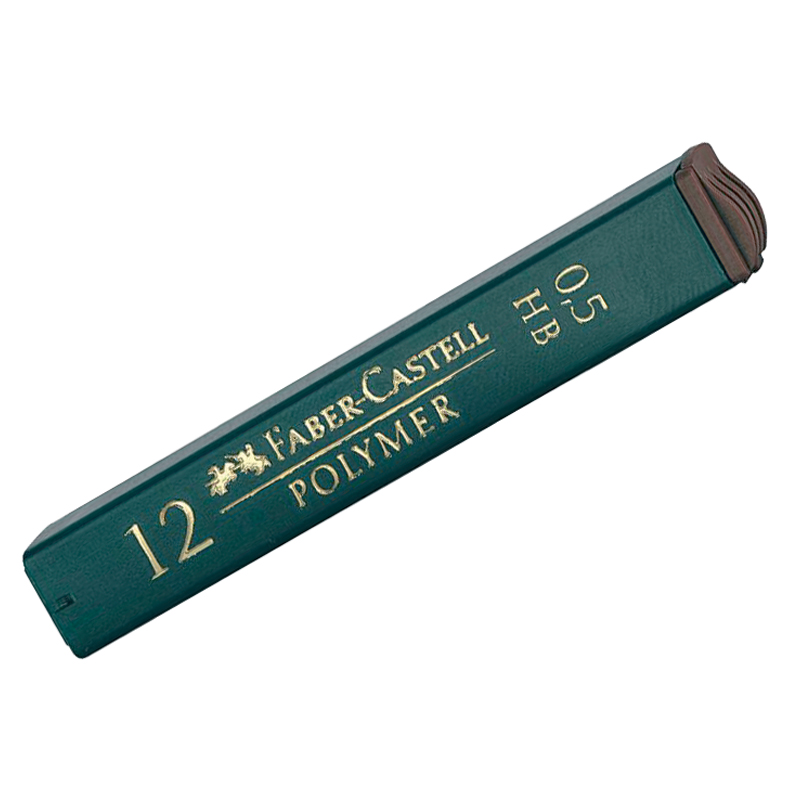 Грифели для механических карандашей Faber-Castell "Polymer", 12шт., 0,5мм, HB