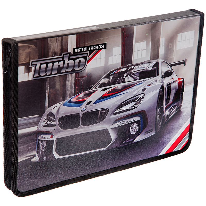 Папка для труда 1 отделение, А4, ArtSpace "Авто. Supercar", картон, молния вокруг, откид. планка