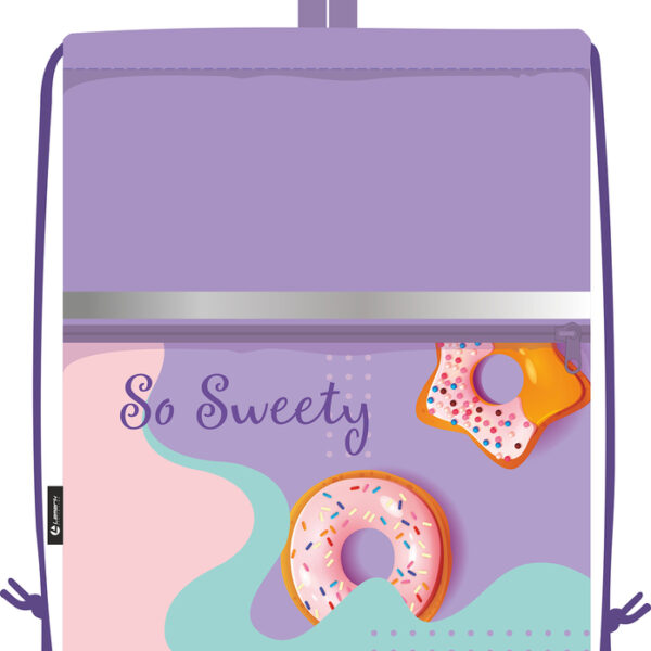 Сумка для сменной обуви Lamark So Sweety/Так мило, 33х42 см, на шнурке, карман на молнии, полноцв. печать на кармане, светоотр. лента, ручка-петля