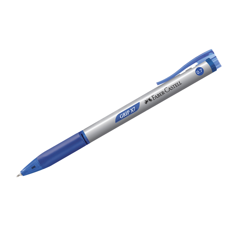 Ручка шариковая автоматическая Faber-Castell "Grip X7" синяя, 0,7мм, грип