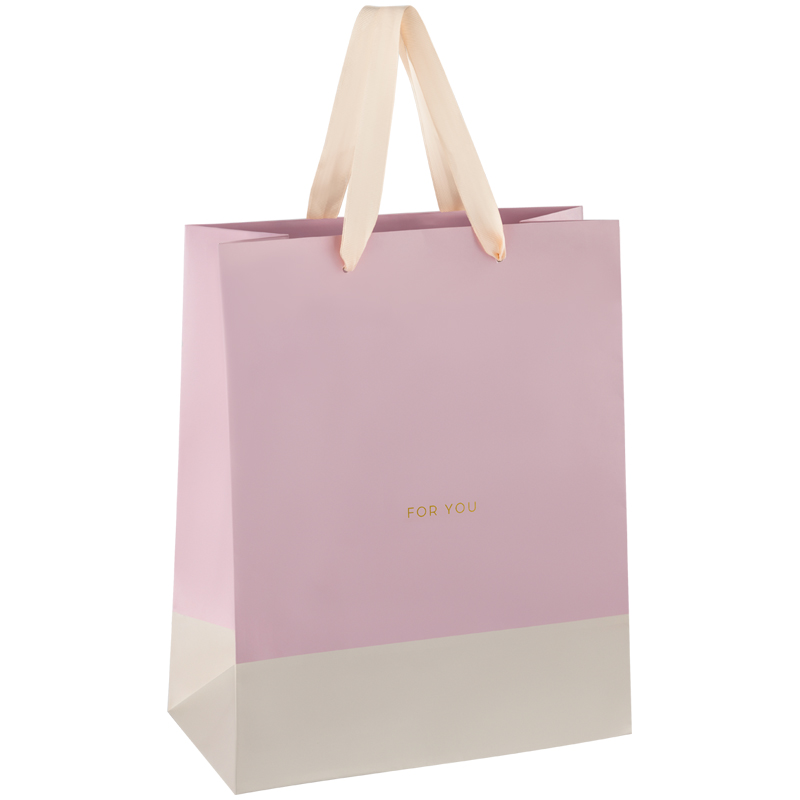 Пакет подарочный 26*32*12см MESHU "Duotone. Pink-beige", отд. фольгой, матовая ламинация