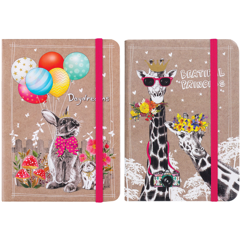 Записная книжка 7БЦ A6 80л. ArtSpace "Funny animal" на резинке, ассорти