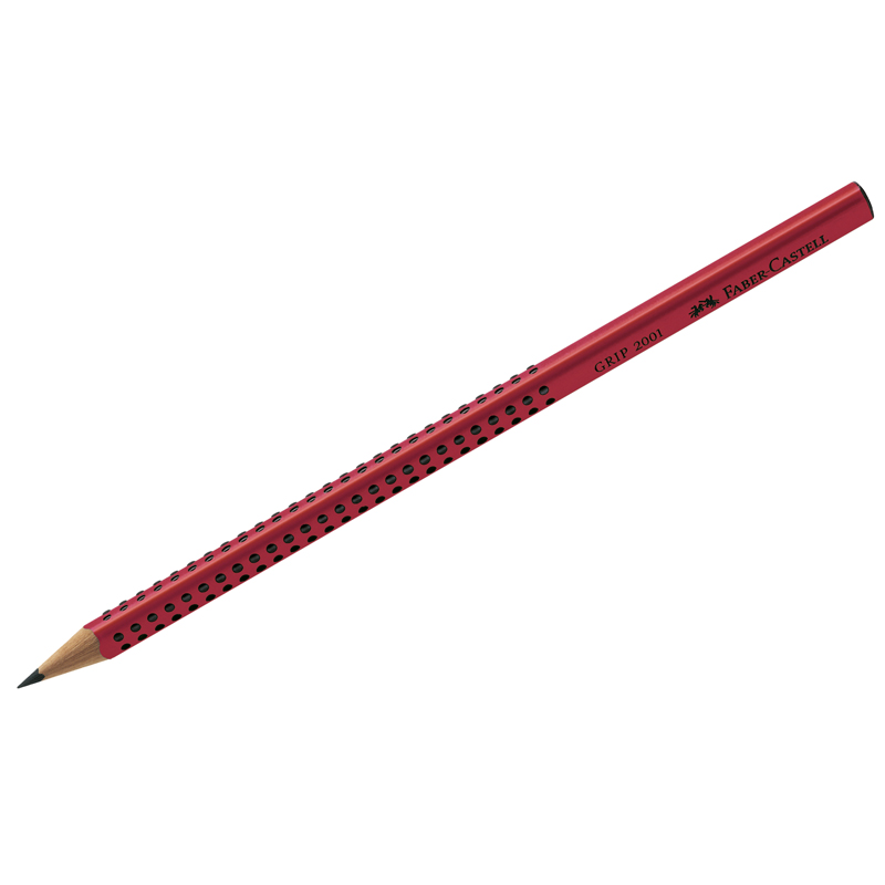 Карандаш ч/г Faber-Castell "Grip 2001" B, трехгранный, заточен., красный