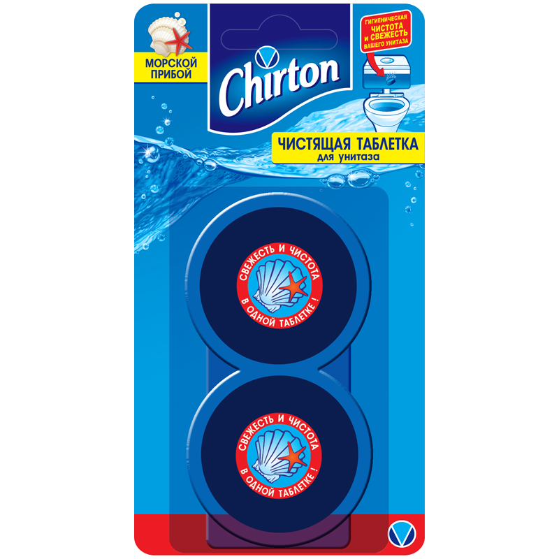 Чистящие таблетки для унитаза Chirton "Морской прибой", 2*50г, европодвес