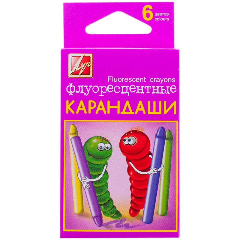 Мелки восковые Луч "Флюрисветики", 06цв., флуоресцентные, круглые, картон, европодвес