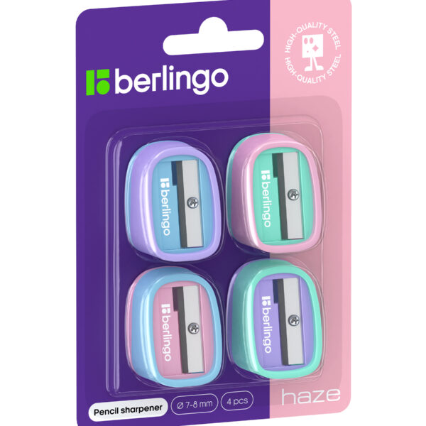 УЦЕНКА - Точилка пластиковая Berlingo "Haze" 1 отверстие, 4шт., блистер