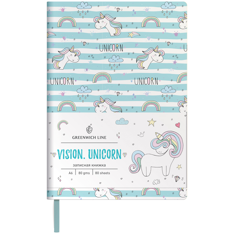 Записная книжка А6 80л. ЛАЙТ, кожзам, Greenwich Line "Vision.Unicorn", тон. блок, цв. срез